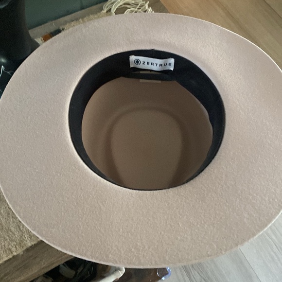 Zertrue Brown Feather Band Wide Brim Rancher Western Style Hat Wool - Picture 4 of 5